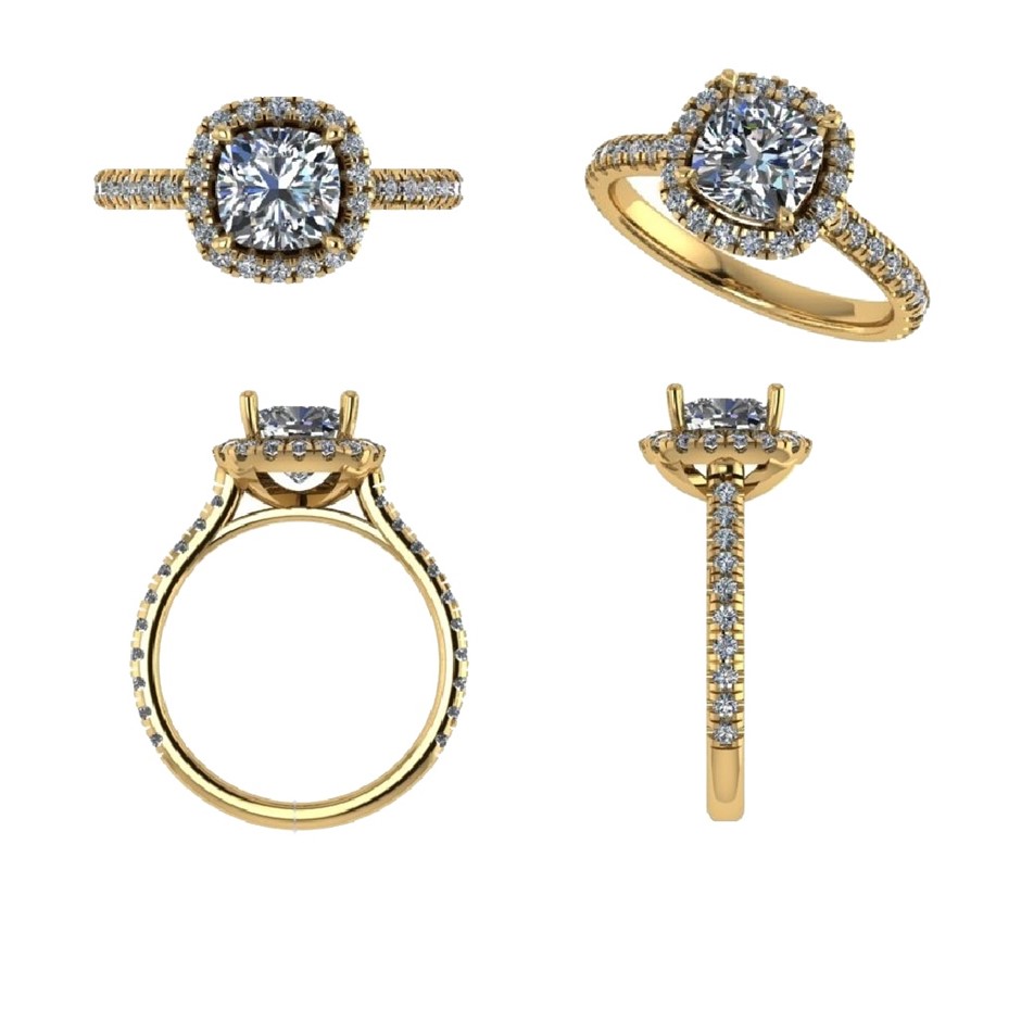18k Yellow Gold 1.00 ct Lab Diamond Engagement Ring
