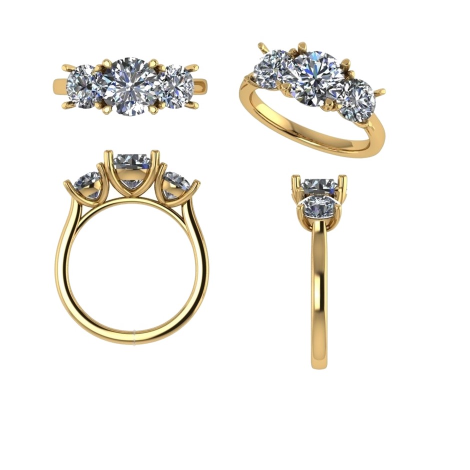 18k Yellow Gold 1.00 ct Lab Diamond Engagement Ring