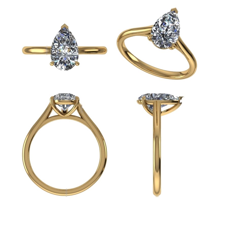 18k Yellow Gold 1.00 ct Lab Diamond Engagement Ring