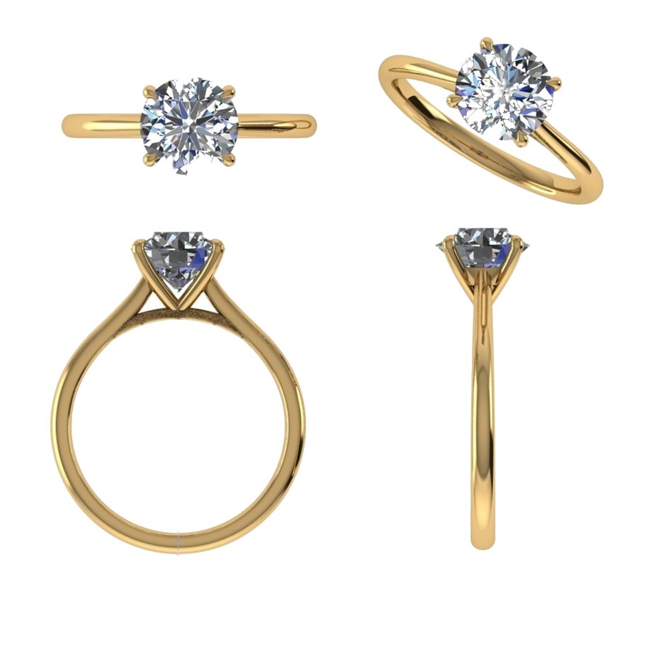 18k Yellow Gold 1.00 ct Lab Diamond Engagement Ring