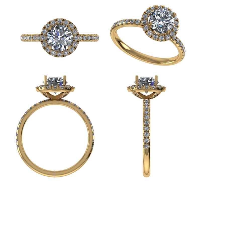 18k Yellow Gold 1.00 ct Lab Diamond Engagement Ring