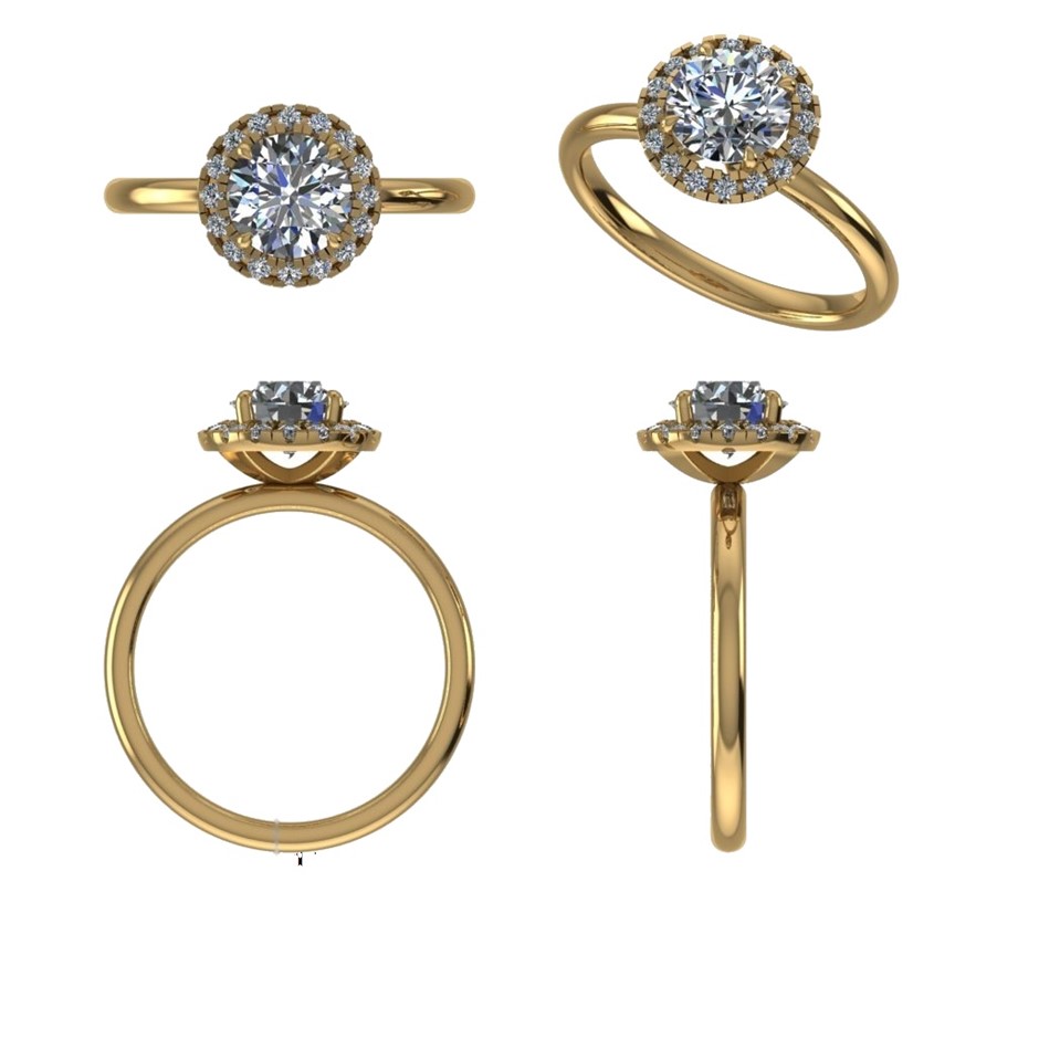 18k Yellow Gold 1.00 ct Lab Diamond Engagement Ring