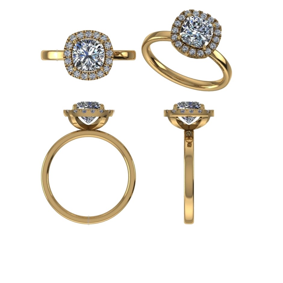 18k Yellow Gold 1.00 ct Lab Diamond Engagement Ring