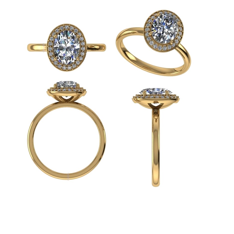 18k Yellow Gold 1.00 ct Lab Diamond Engagement Ring