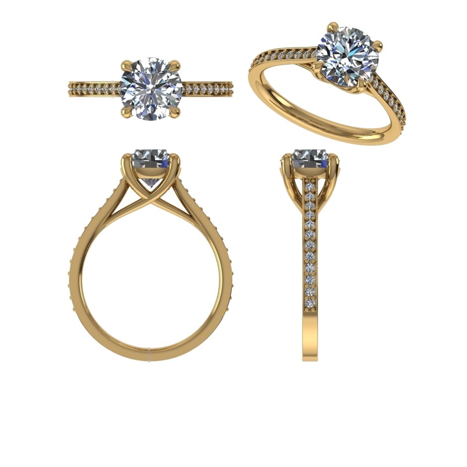 18k Yellow Gold 1.00 ct Lab Diamond Engagement Ring
