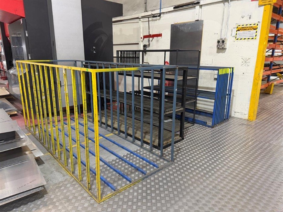 6x Assorted Steel Fabricated Panel Storage Racks Assorted Sizes