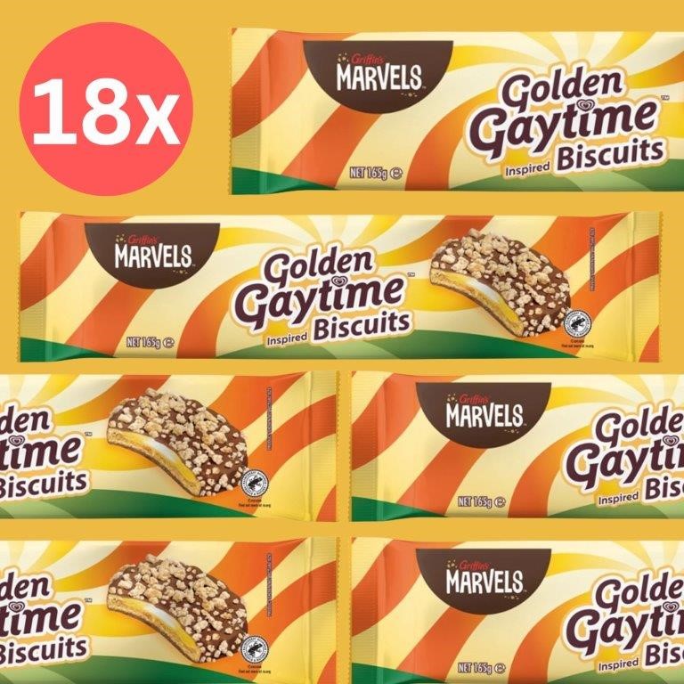 18x Golden Gay time Biscuits 165g BB: 05/25