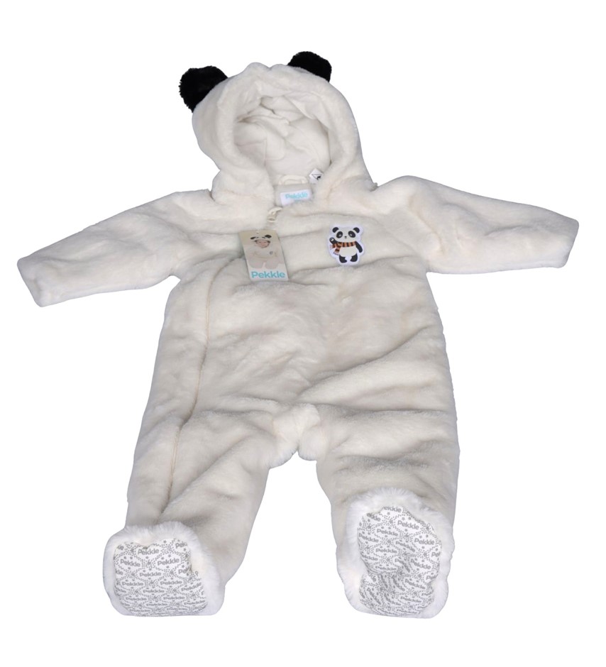 PEKKLE Baby's 1pc Onesie, Size 3M (000), Off-White Panda.