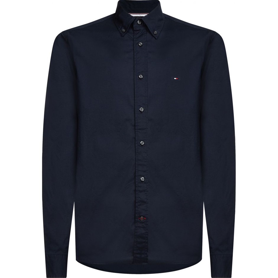 TOMMY HILFIGER Core Flex Poplin RF Shirt, Size M, 100% Cotton, Desert Sky (