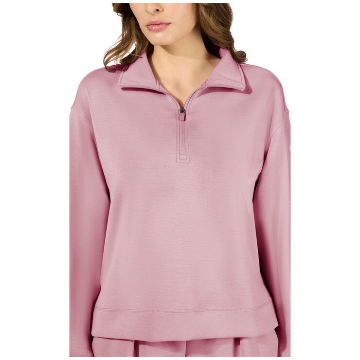 REFLEX Women's Scuba Half Zip Top, Size S, Pink. NB: two minor pulls on bac