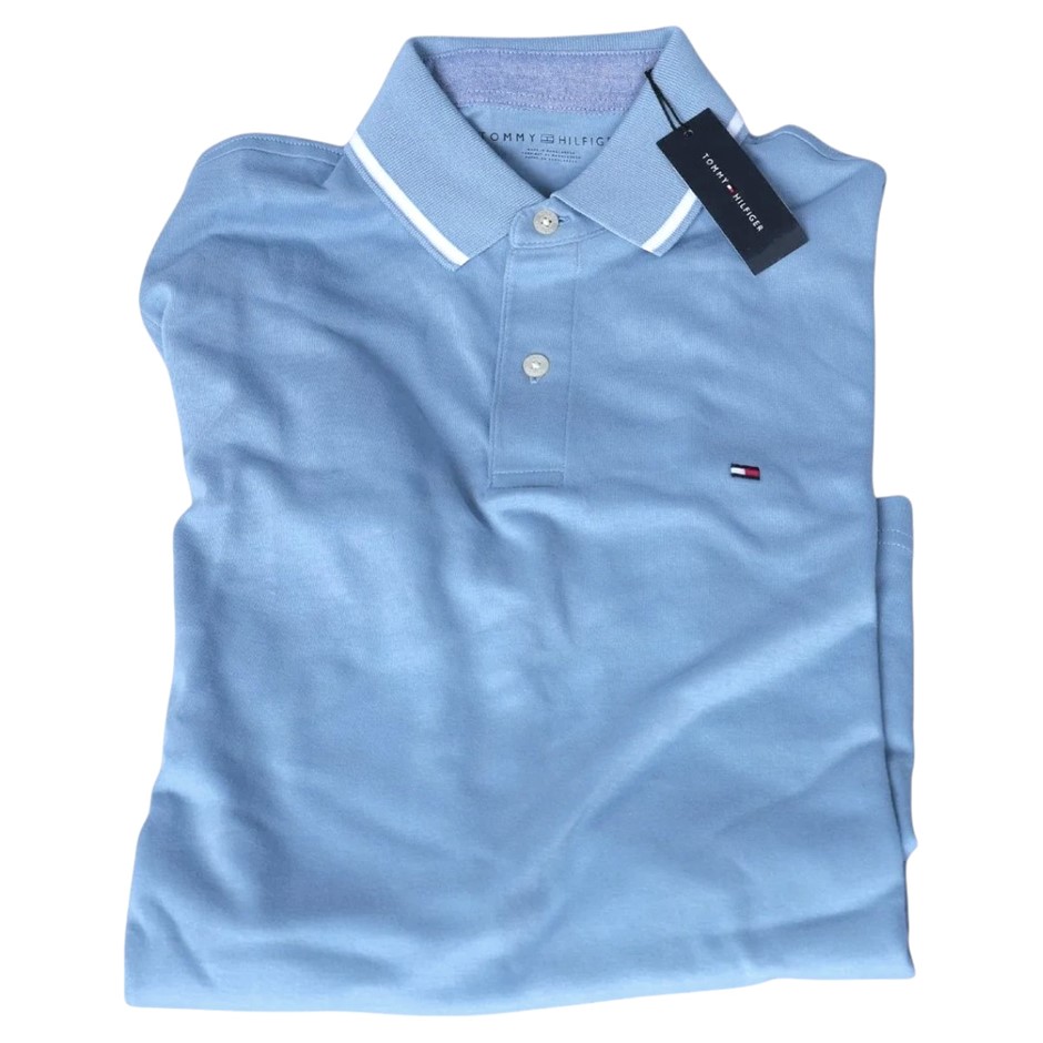 TOMMY HILFIGER Men's LIC COS Richard Tip SS Polo, Size 2XL, 100% Cotton, Li