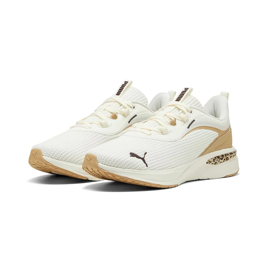 PUMA Women's Softride Charm Animal Shoes, Size US9.5, WarmWhite/ChocolateBr