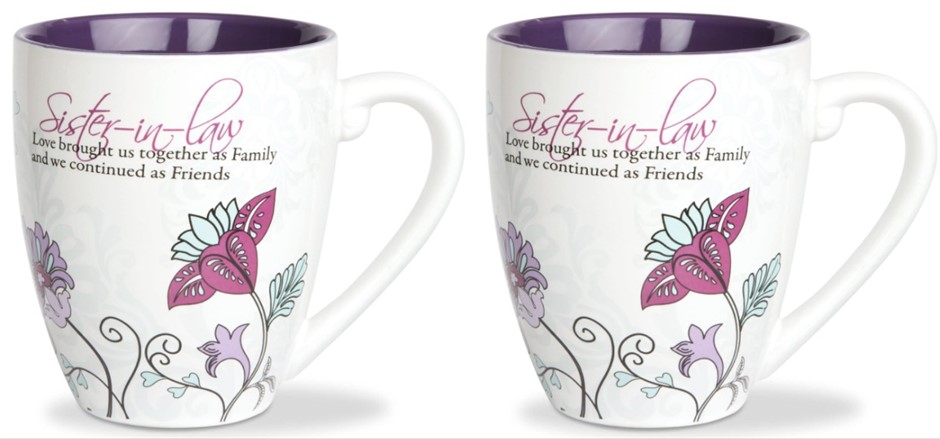 2x Pavilion Gift Company Mark My Words Sister In Law Floral Butterfly Coffe