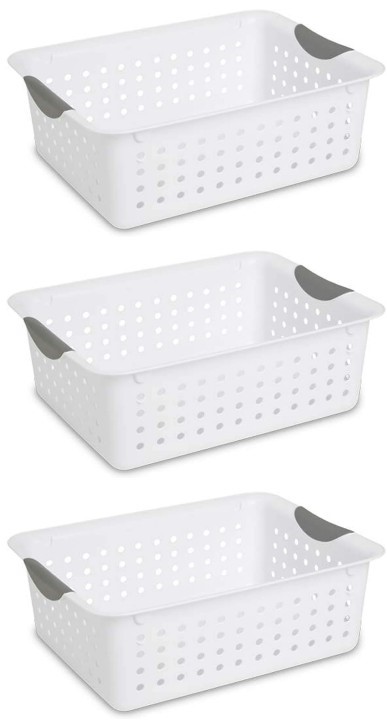 Sterilite Ultra Basket, White, Medium 3pack