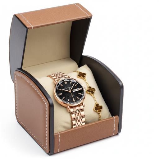 Luxury Women's Watch & Bracelet Gift Set with Premium Leather Box