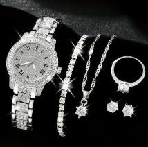 Jewelz Merchants Luxury Silver-Tone 5-Piece Set – FREE $10 Jewellery Box