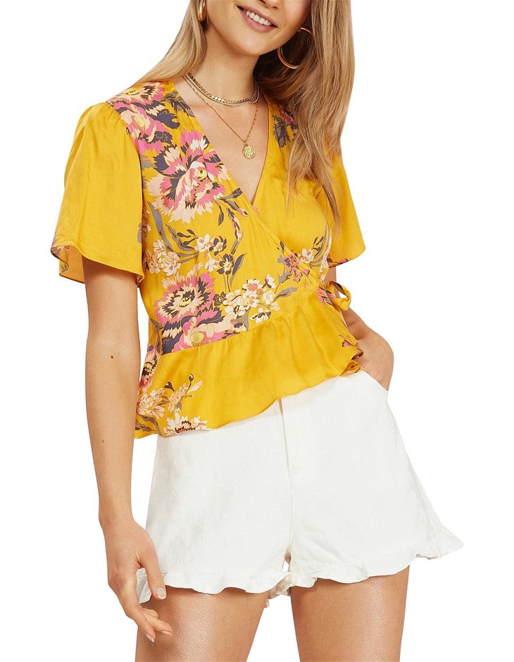 MINK PINK Golden Brown Top, Size XS, Multi. Buyers Note - Discount Freight