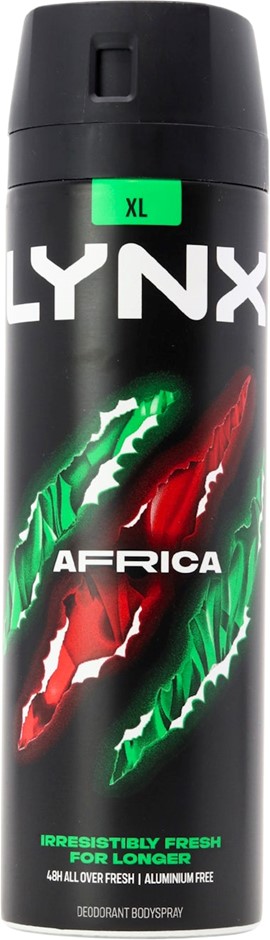 6 x LYNX Africa XL Irresistibly Fresh & Long Lasting Deodorant Spray, 124g/