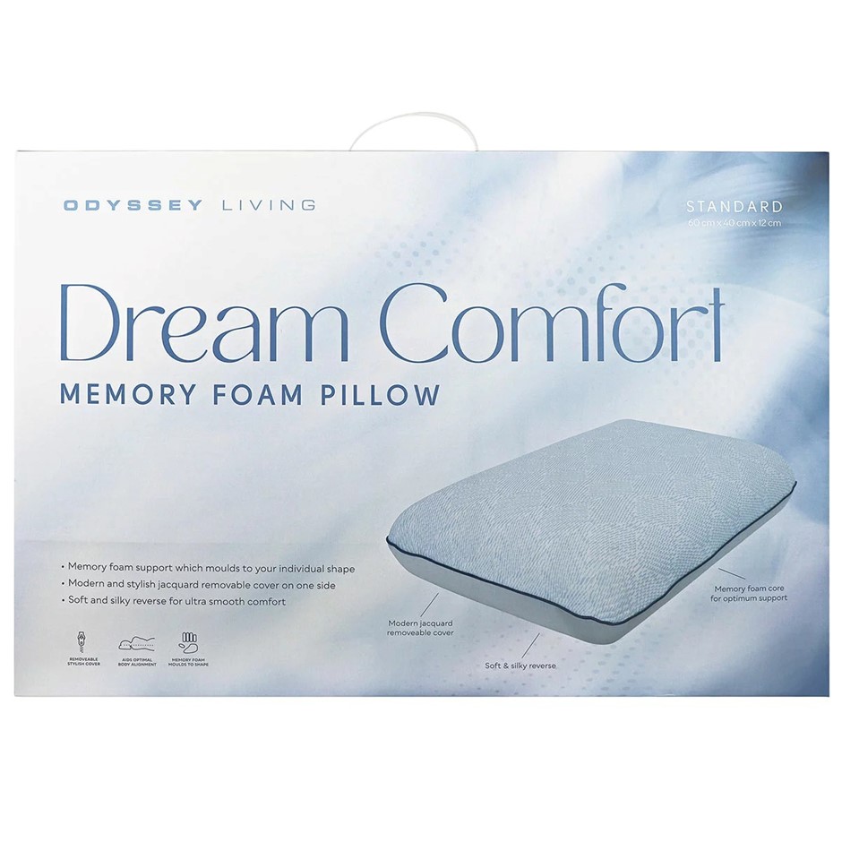 ODYSSEY LIVING Dream Comfort Memory Foam Pillow. N.B: Damaged packaging, sh