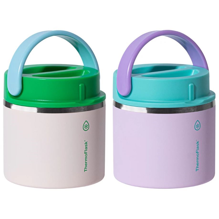 2 x THERMOFLASK Insulated Food Jar, Pink, 590ml. NB: 1 x handle is missing.