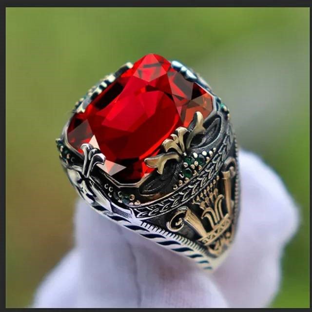 Designer Two Tone Red Statement Ring - US Size 8