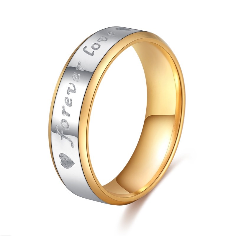 Classic Stainless Steel Two Tone Band Ring - US Size 8
