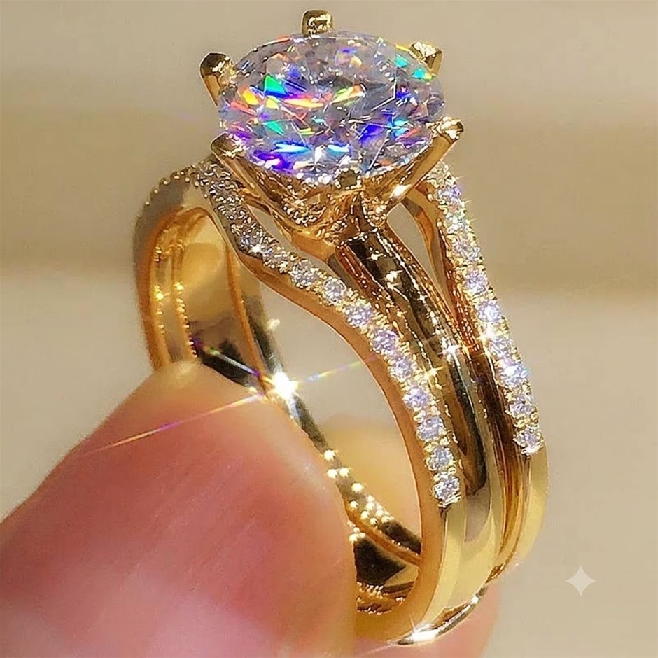 Designer Simulated Diamond Statement Ring in Gold - US Size 8