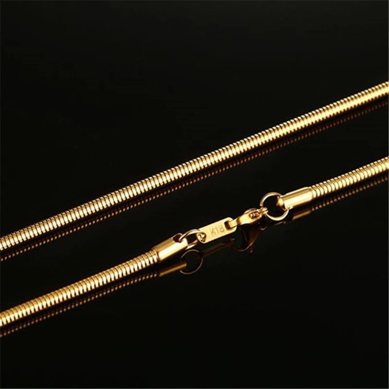 Classic 1mm Stainless Steel Snake Chain Necklace - 18 Inches (Yellow)