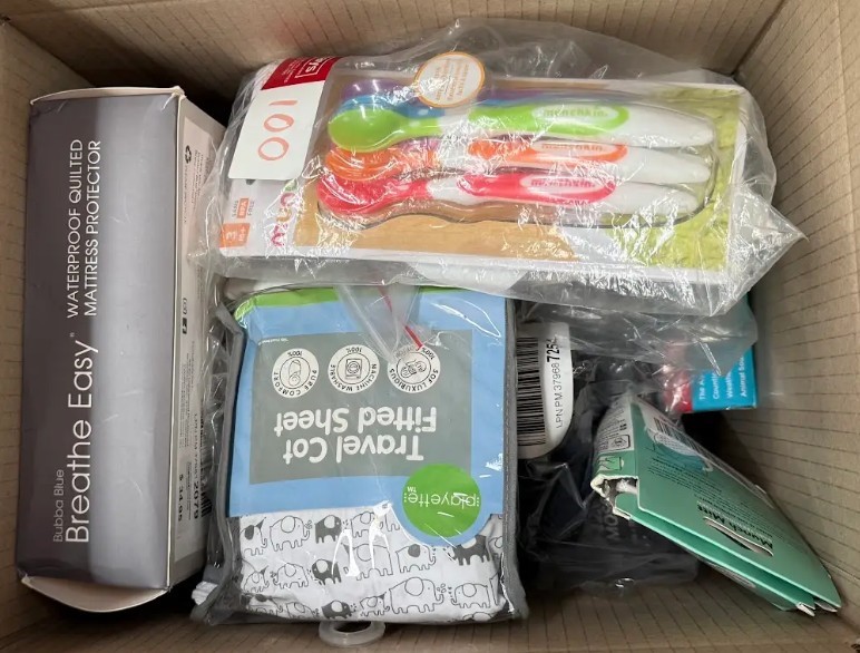 Assorted Box of Baby Items. NB: Items may not be in original packaging and