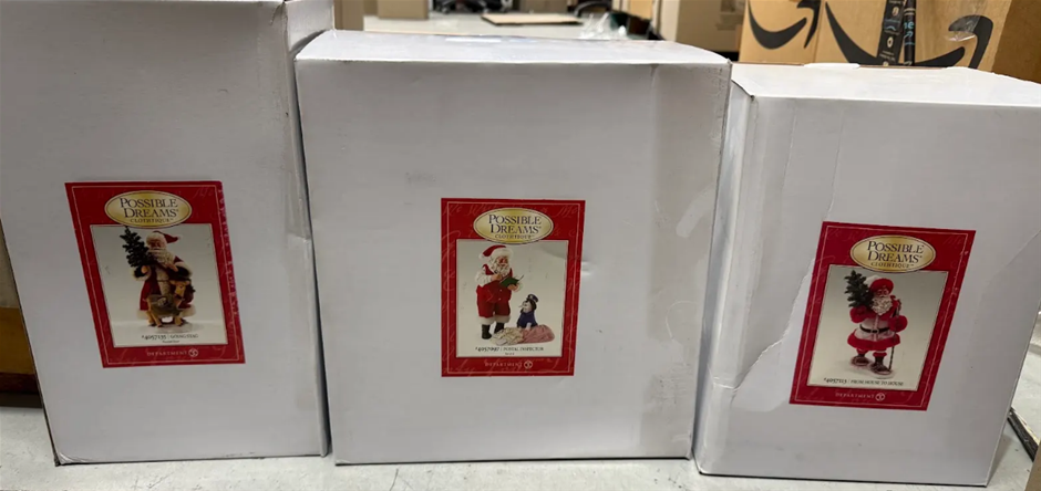 3 x POSSIBLE DREAMS CLOTHIQUE Santa Statues