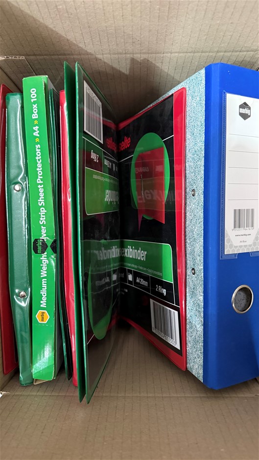 Assorted Box of Binders, Office Supplies.