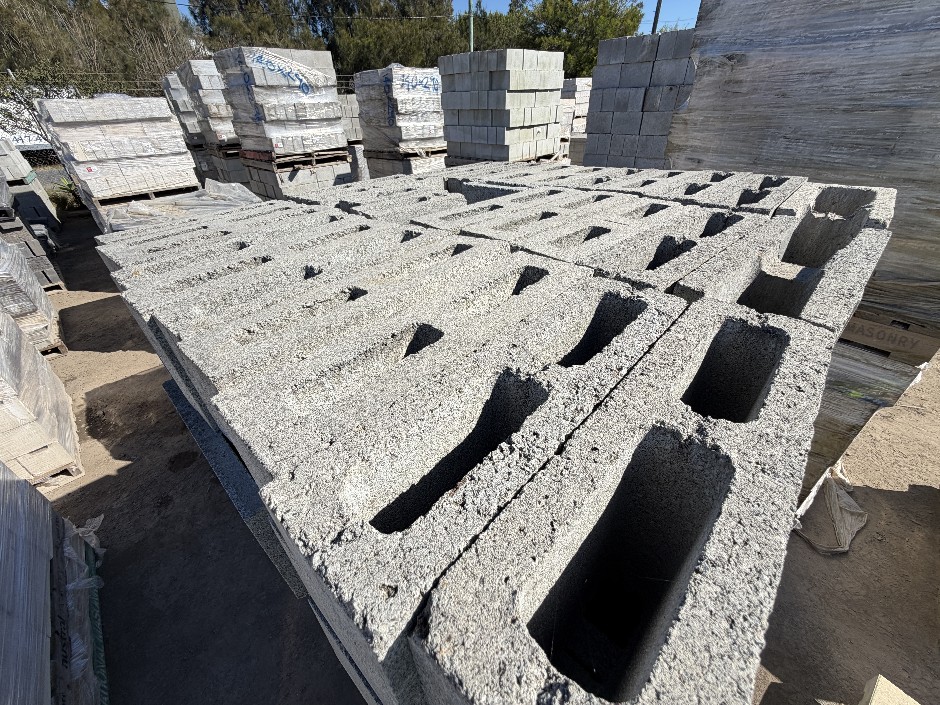 Concrete Building Blocks - Code 12.01 Grey with Smooth Face 110mm x 390mm x 190mm(H) 240 Blocks, 2 Pallets