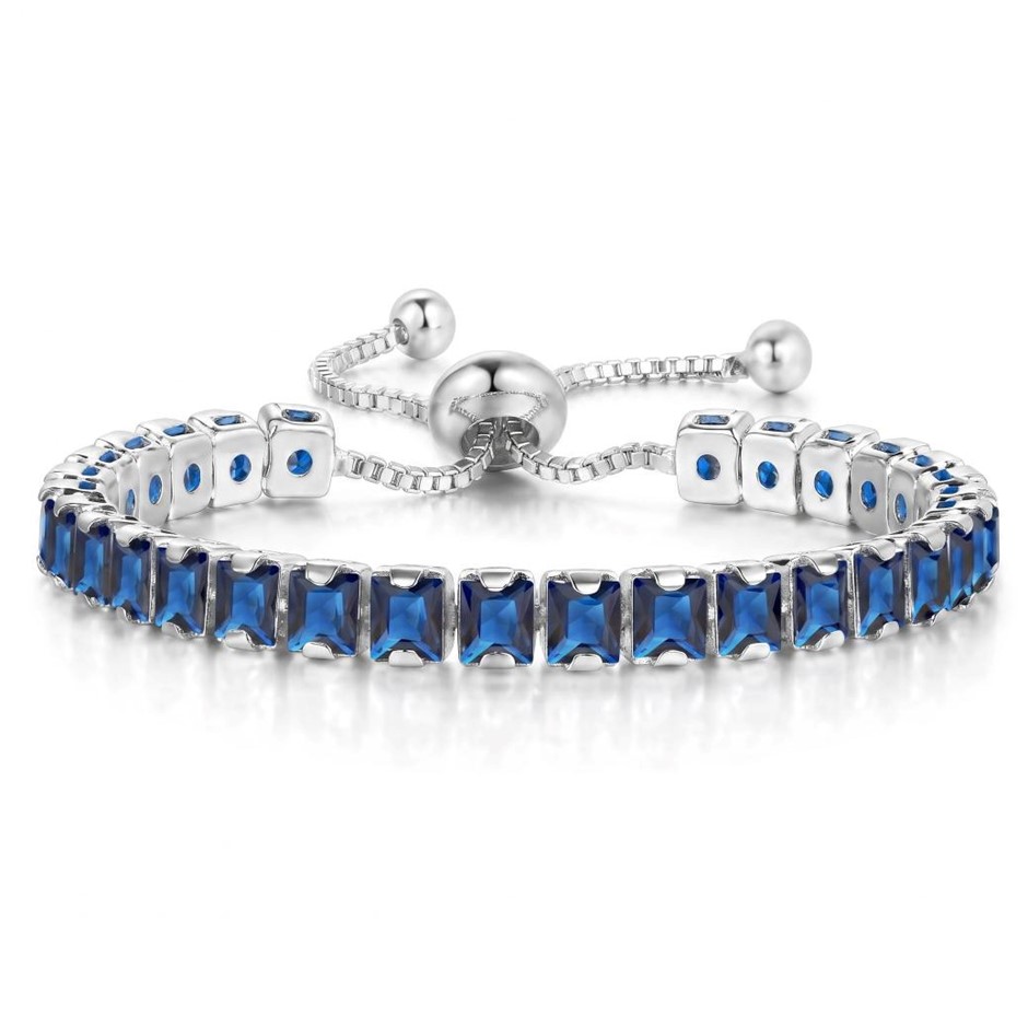 925 Sterling Silver Tennis Bracelet Princess Cut Simulated Diamonds