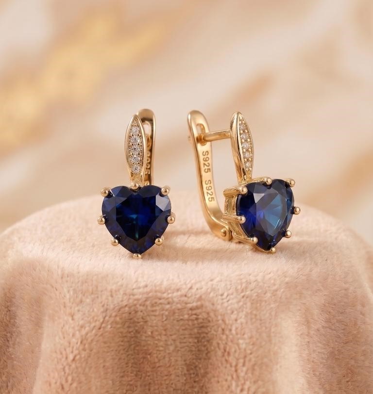 925 Sterling Silver 2.0ctw Blue Earrings Simulated Diamonds