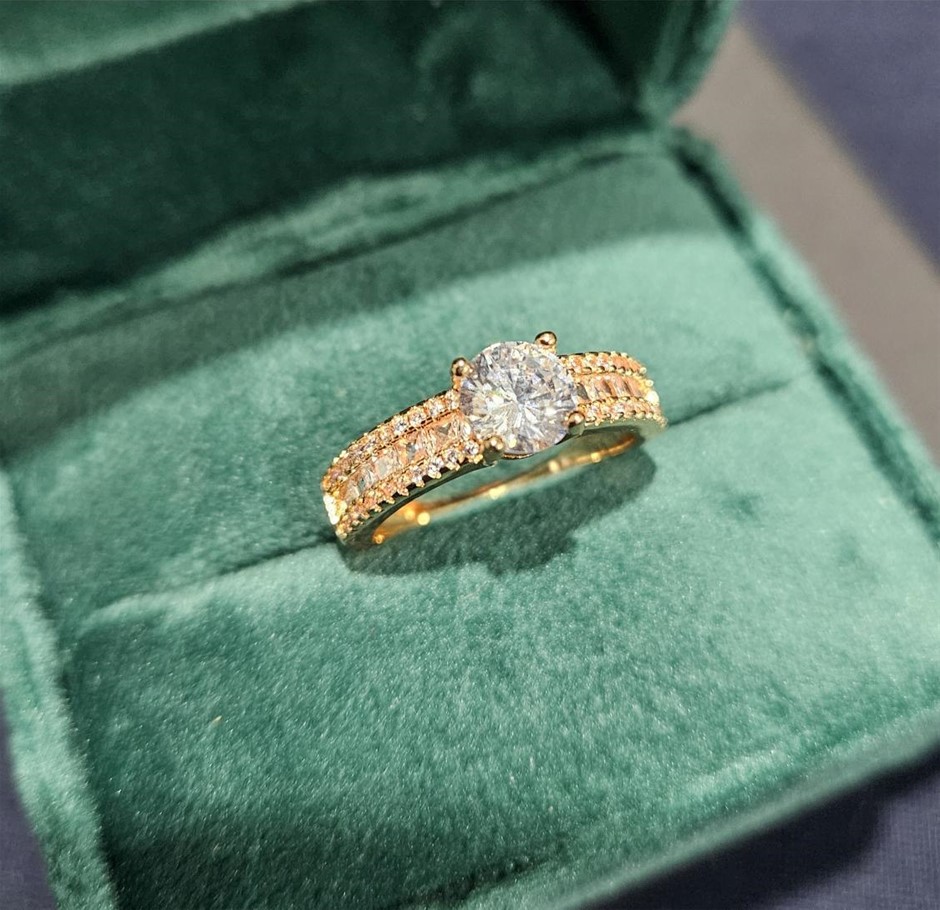 925 Sterling Silver Pink and White Ring Simulated Diamonds