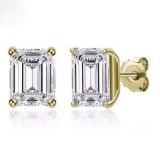 925 Sterling Silver 4.0ctw White Emerald Cut Earrings Simulated Diamonds