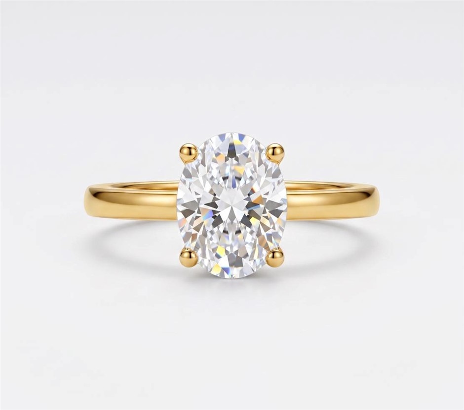925 Sterling Silver 4.0ct Oval Cut White Ring Simulated Diamonds