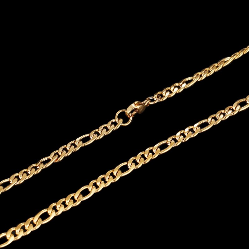 Classic 5mm Stainless Steel Figaro Necklace - 50cm (yellow)