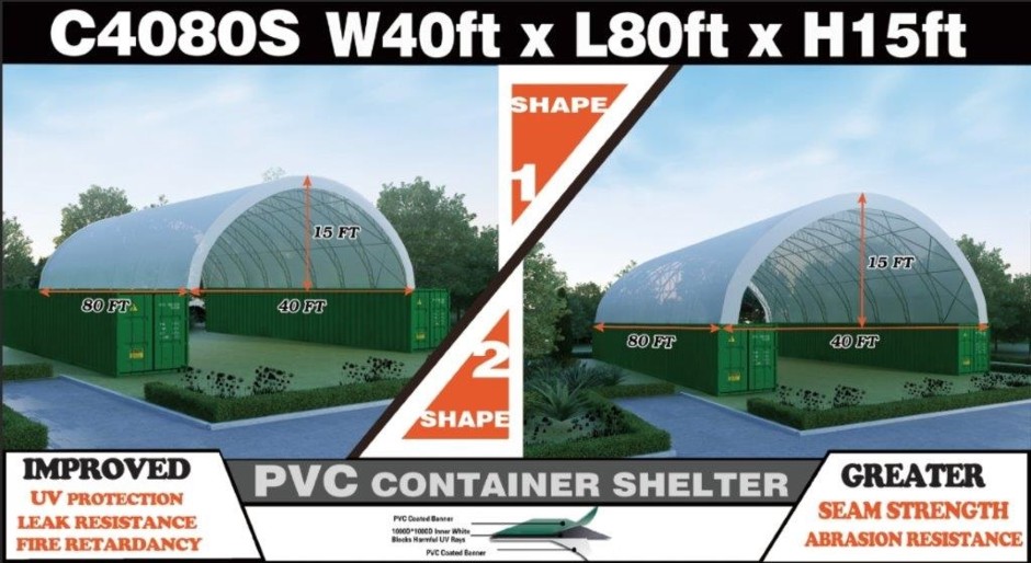 <p>40ft x 80ft Container Shelter-Double Trussed (Unused)</p>
