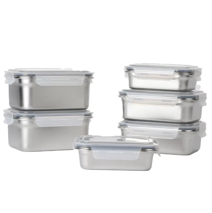 NEOFLAM 12-Piece Stainless Steel Storage Container Set. NB: 1 x lid is dama