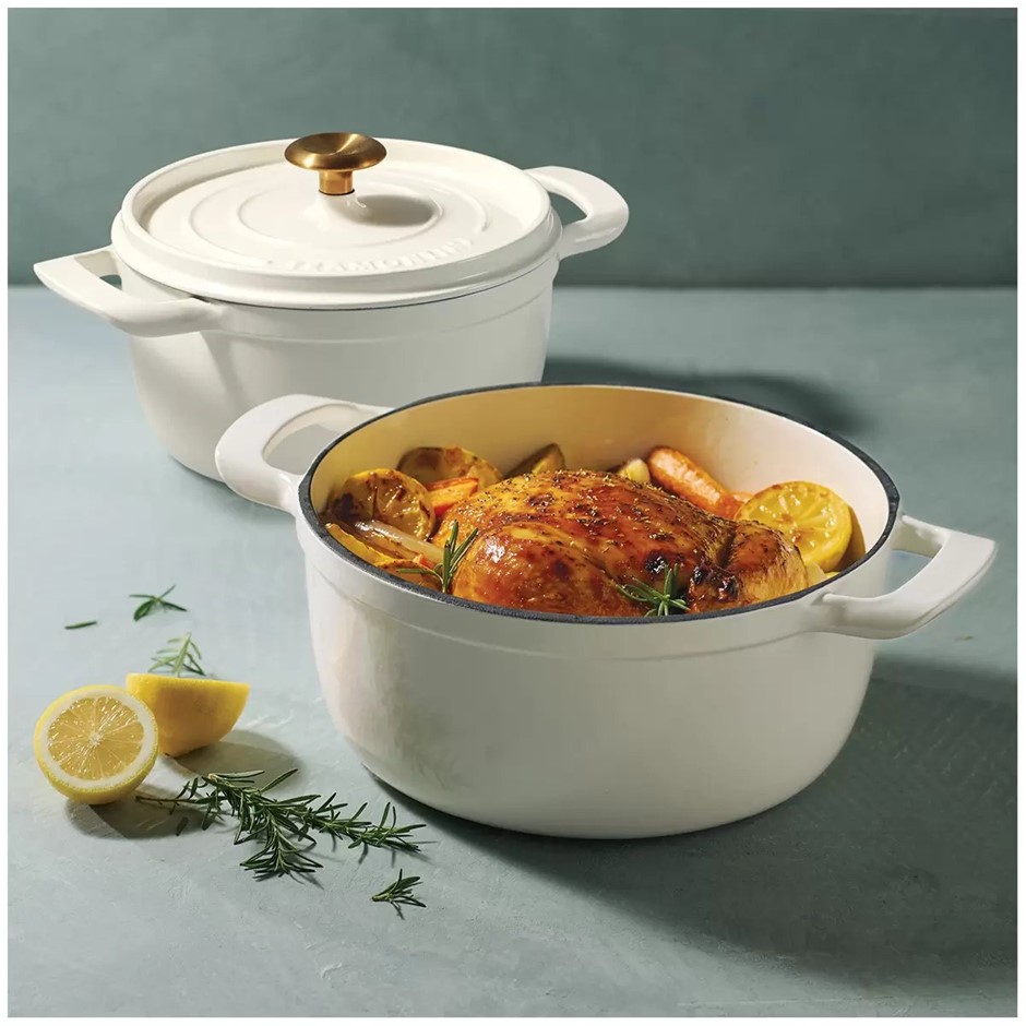 TRAMONTINA Dutch Oven Cast Iron 3.7L & 5.6L, Marshmallow