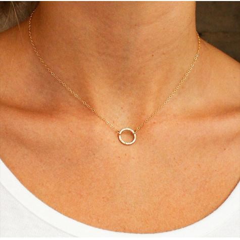Designer Minimalist Round Eternity Necklace in Gold