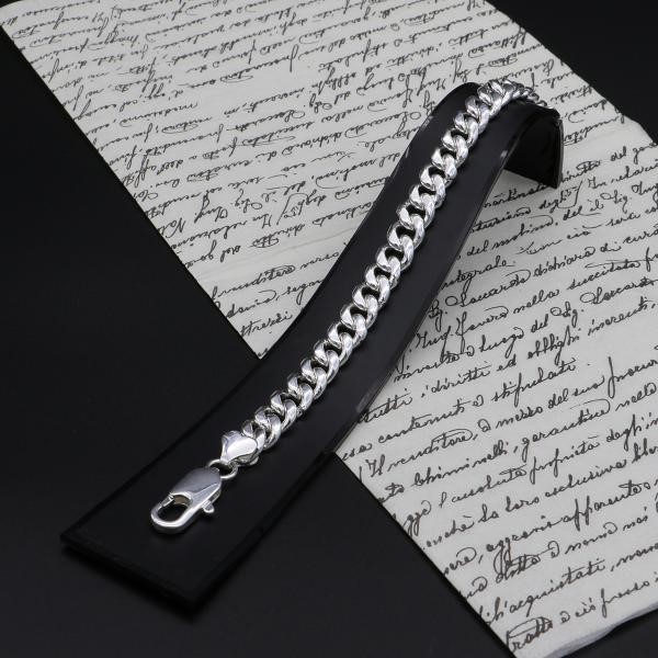 Classic Silver Plated Curb Chain Bracelet with Lobster Clasp - DEMO