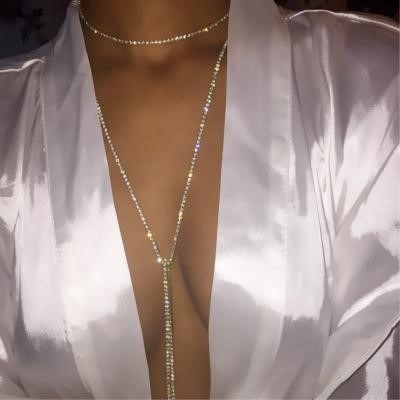 Designer Simulated Diamond Wrap Around Necklace in Silver