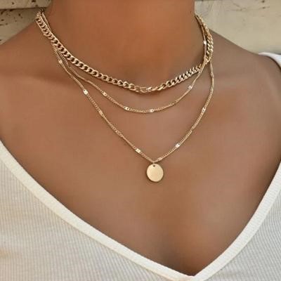 Designer Triple Layer Round Locket Necklace in Gold