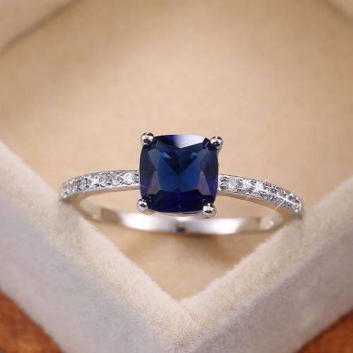 Designer Classic Simulated Diamond Ring in Deep Blue - US Size 7