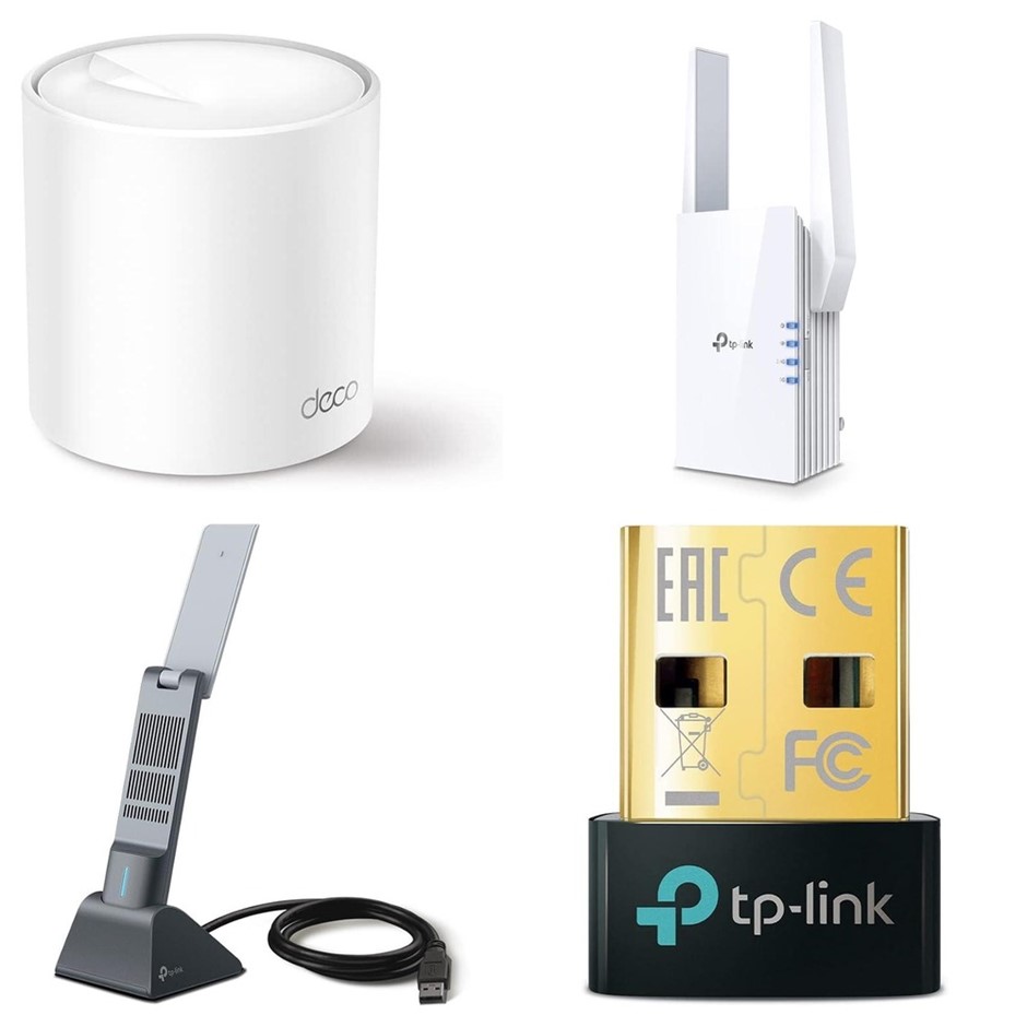 4 x TP-LINK Adapters & Extenders. 1 x TP-LINK Deco X60 AX3000 Mesh WiFi Sys