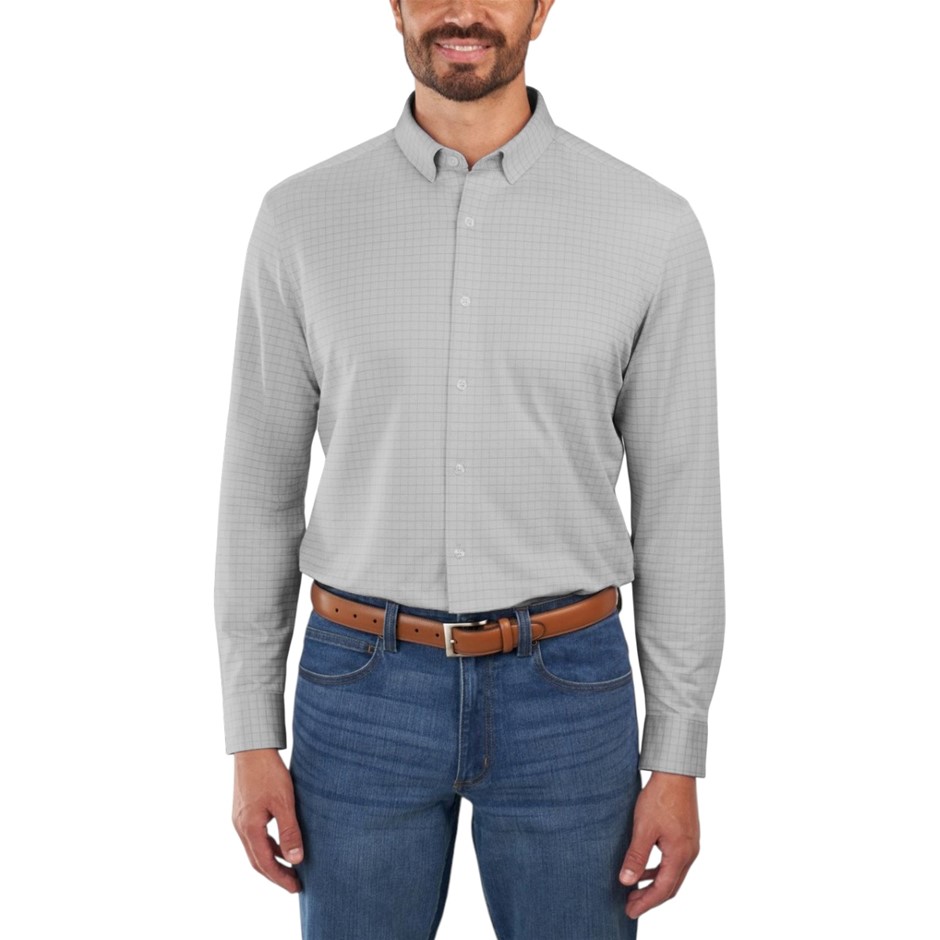 KSIGNATURE Men's Knit Button Up Shirt, Size L (16-17, 34/35), Modern Fit, G