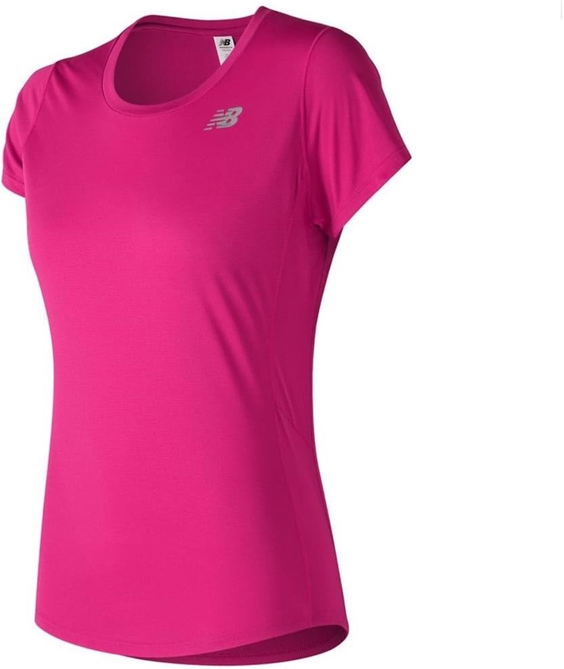 NEW BALANCE Women's Accelerate Short Sleeve Tee, Size XS, Poisonberry, WT73