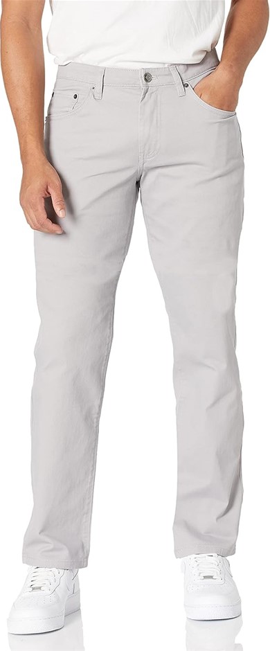 AMAZON ESSENTIALS Men's Straight-Fit Stretch Twill Pant, 32W x 31L, Light G